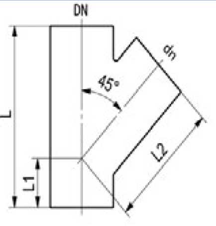 Тройник 45° - DN 125x100 мм