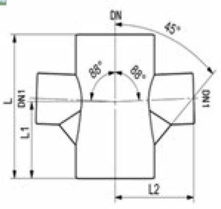 Крестовина однопл. 88° - DN 100x70x70 мм